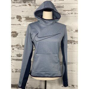 NIKE Dri-Fit Scuba Neck Striped Hoodie Blue/Gray Sz S 822664 EUC